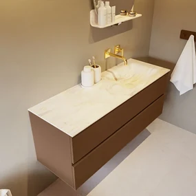 Mondiaz Vica DLux badmeubel 130cm rust 2 lades met wastafel ostra rechts zonder kraangat