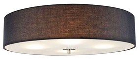 Stoffen Landelijke plafondlamp zwart 50 cm - Drum Modern, Landelijk / Rustiek E27 rond Binnenverlichting Lamp