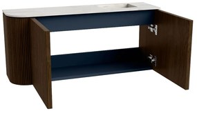 Mondiaz Joya DLux 90cm toiletmeubel ronding links walnut met wastafel faye rechts zonder kraangat ostra