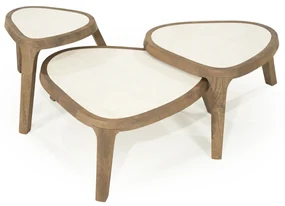 Eleonora Fred Bijzettafel Hout Met Marmer - 45 X 38cm.
