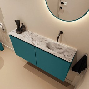 Mondiaz Ture DLux toiletmeubel 100cm smag met wastafel glace rechts zonder kraangat