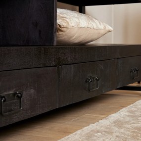 Starfurn Boaz Black Tv-meubel Van Zwart Mangohout 220 Cm - 226x51x66cm.