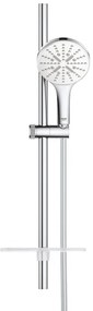GROHE Rainshower SmartActive 130 Glijstangset - 60cm - ronde handdouche - 3 straalsoorten - gladde doucheslang - met zeepschaal - chroom/moon white 26577ls0