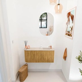 Mondiaz Joya DLux 90cm toiletmeubel ronding links oak met wastafel faye rechts 1 kraangat frappe