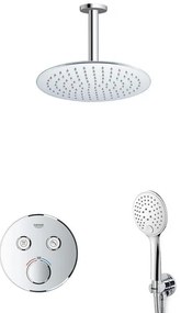 Grohe - Adema Rise Regendoucheset - Inbouw - 2 functies - met Adema Rise hoofddouche 25cm - ronde handdouche - plafondarm - Grohe Grohtherm inbouwthermostaat - chroom sw105953 SW104917  SW720552 SW377830 SW542643 SW49