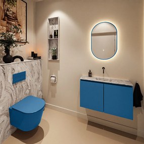 Mondiaz Ture DLux toiletmeubel 80cm jeans met wastafel glace midden zonder kraangat