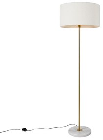 Moderne vloerlamp messing met boucle kap wit 50cm - Kaso Design, Modern E27 rond Binnenverlichting Lamp