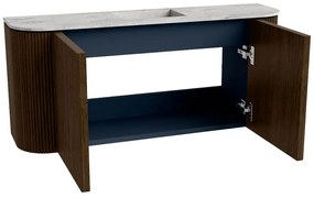 Mondiaz Joya DLux 95cm toiletmeubel ronding links/rechts walnut met wastafel faye midden zonder kraangat glace