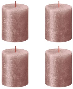 Bolsius Stompkaarsen Shimmer 4 st rustiek 80x68 mm roze