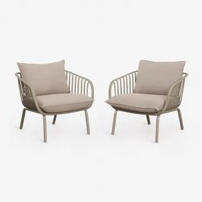 Set Van 2 Tuinstoelen Van Staal En Polypropyleen Aradina Moka Bruin - Sklum