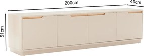 Mat Tv-meubel Grijsbeige - 200x40x51cm.