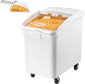 VEVOR Rijstcontainer 120 L PP Opbergcontainer met kijkvenster en 4 wielen, voor granen, rijst (90 kg), muesli en meel (66 kg), met schuifdeksel, grote doseeropening, schepje, voercontainer voor dieren