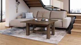 BRAVO elegant noten – uitschuifbare en in hoogte verstelbare salontafel, tafel met plank