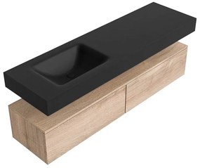 Zaro Alan badmeubel 160cm washed oak 2 lades met vrijhangende wastafel cloud links 1 kraangat urban