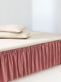 Geruite katoenen bedskirting Twyla met franjes