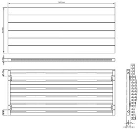 Eastbrook Berkeley radiator 140x60cm aluminium 949W grijs mat