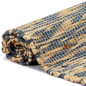 vidaXL Vloerkleed handgemaakt 160x230 cm jute blauw en naturel