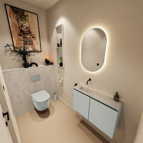 Mondiaz Ture DLux toiletmeubel 80cm greey met wastafel opalo links zonder kraangat