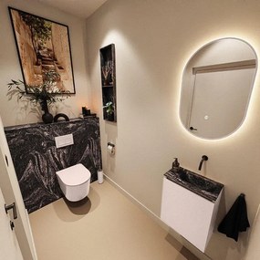 MONDIAZ TURE-DLUX 40cm toiletmeubel Rosee. EDEN wastafel Lava positie rechts. Zonder kraangat. TUREDX40ROSR0LAV