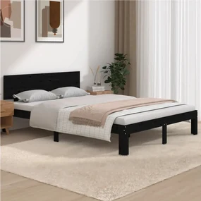 vidaXL Bedframe massief hout zwart 150x200 cm 5FT King Size
