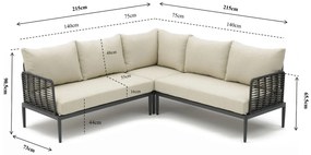 Hoek loungeset 6 personen Aluminium/wicker Grijs  Coco Ibiza