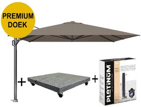 Challenger T1 premium zweefparasol 350x350 cm havanna met parasolvoet 120kg en hoes