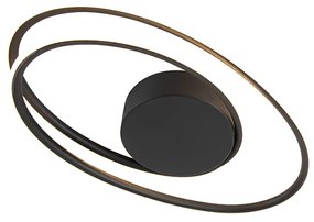 Design plafondlamp zwart incl. LED 3 staps dimbaar - Rowan Design, Modern ovaal Binnenverlichting Lamp