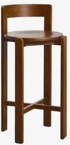 Set Van 2 Hoge Krukken Van Eikenhout Noreli ↑75 Cm & Donker Eiken Bruin - Sklum