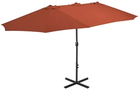 vidaXL Parasol met aluminium paal 460x270 cm terracotta