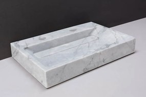 Forzalaqua Bellezza wastafel 80x50cm met 2 kraangaten carrara gepolijst