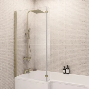 Eastbrook L-Shape badwand 85x140cm links messing geborsteld