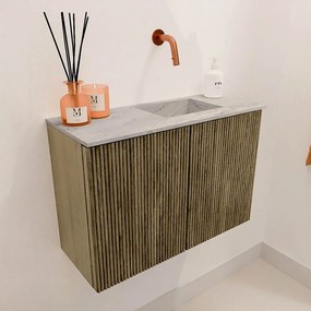 Mondiaz Joya DLux 60cm toiletmeubel dusk met wastafel faye rechts zonder kraangat glace
