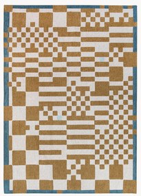 Platgeweven jacquard vloerkleed Chess met grafisch patroon