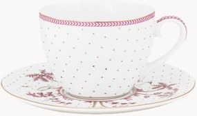 Porseleinen theekopjes & schoteltjes Jolie Dots, 2-delig