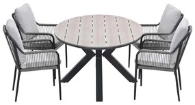 Garden Impressions Stevie tuinset 5-delig taupe - Tulli tuintafel 180x115 cm - light teak vironwood
