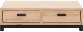 Goossens Salontafel Sans rechthoekig, hout eiken blank, urban industrieel, 135 x 38 x 65 cm