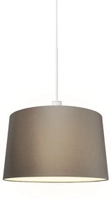 Stoffen Eettafel / Eetkamer Moderne hanglamp wit met kap 45 cm taupe - Combi 1 Landelijk / Rustiek, Modern E27 rond Binnenverlichting Lamp