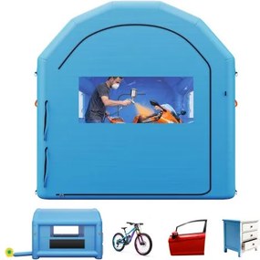 VEVOR Opblaasbare Spuitcabine 4x3x2,75 m Spuitcabine Blauw, met 750W ventilator, actieve koolstoffilter, PVC-raam, gebogen dak voor fietsen, motoren en meubels, draagbaar