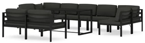 vidaXL 10-delige Loungeset met kussens aluminium antracietkleurig