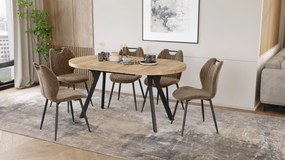 Mazzoni EXPANSO Artisan Eiken / zwarte poten - OVALE UITSCHUIFTAFEL 160-360 cm VOOR 16-18 PERSONEN