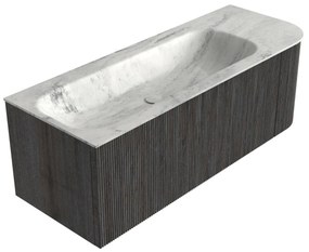 Mondiaz Kurve-dlux 125cm badmeubel ronding rechts shadow met 1 lade en deur en wastafel big medium links zonder kraangat opalo