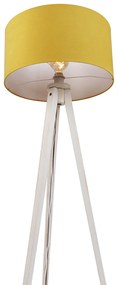Vloerlamp tripod wit met stoffen kap geel 50cm - Tripod Classic Landelijk, Modern E27 rond Binnenverlichting Lamp