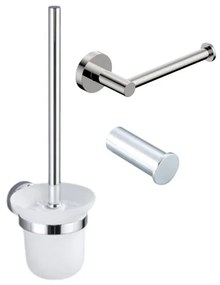 Fortifura Calvi Toiletset 3-delig - toiletrolhouder zonder klep - toiletborstel - handdoekhaak enkel rond - Chroom SW639924 SW639926 SW1211590