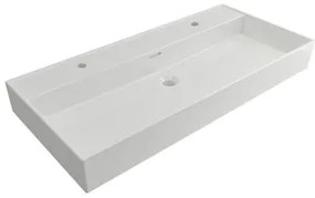 Plieger Kansas badmeubel 100cm met glans witte wastafel en 2 kraangaten warm eiken