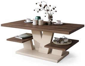 Mazzoni VIVA MAT Bruin eik/beige - MODERNE KOFFIE TAFEL MET SCHAPPEN