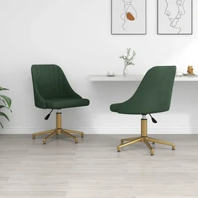 vidaXL Eetkamerstoelen draaibaar 2 st fluweel donkergroen