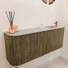 Mondiaz Joya DLux 100cm toiletmeubel ronding links dusk met wastafel faye rechts 1 kraangat glace