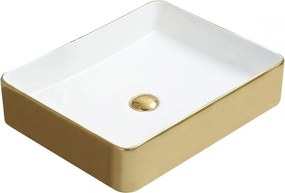Mexen Estela opbouw wasbak 50 x 40 cm, wit/goud - 22105053