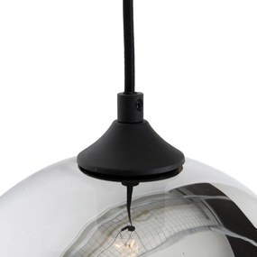 Smart hanglamp met dimmer zwart met smoke glas incl. Wifi A60 - Wallace Art Deco E27 rond Binnenverlichting Lamp