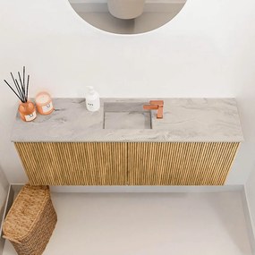 Mondiaz Joya DLux 100cm toiletmeubel oak met wastafel faye midden 1 kraangat glace